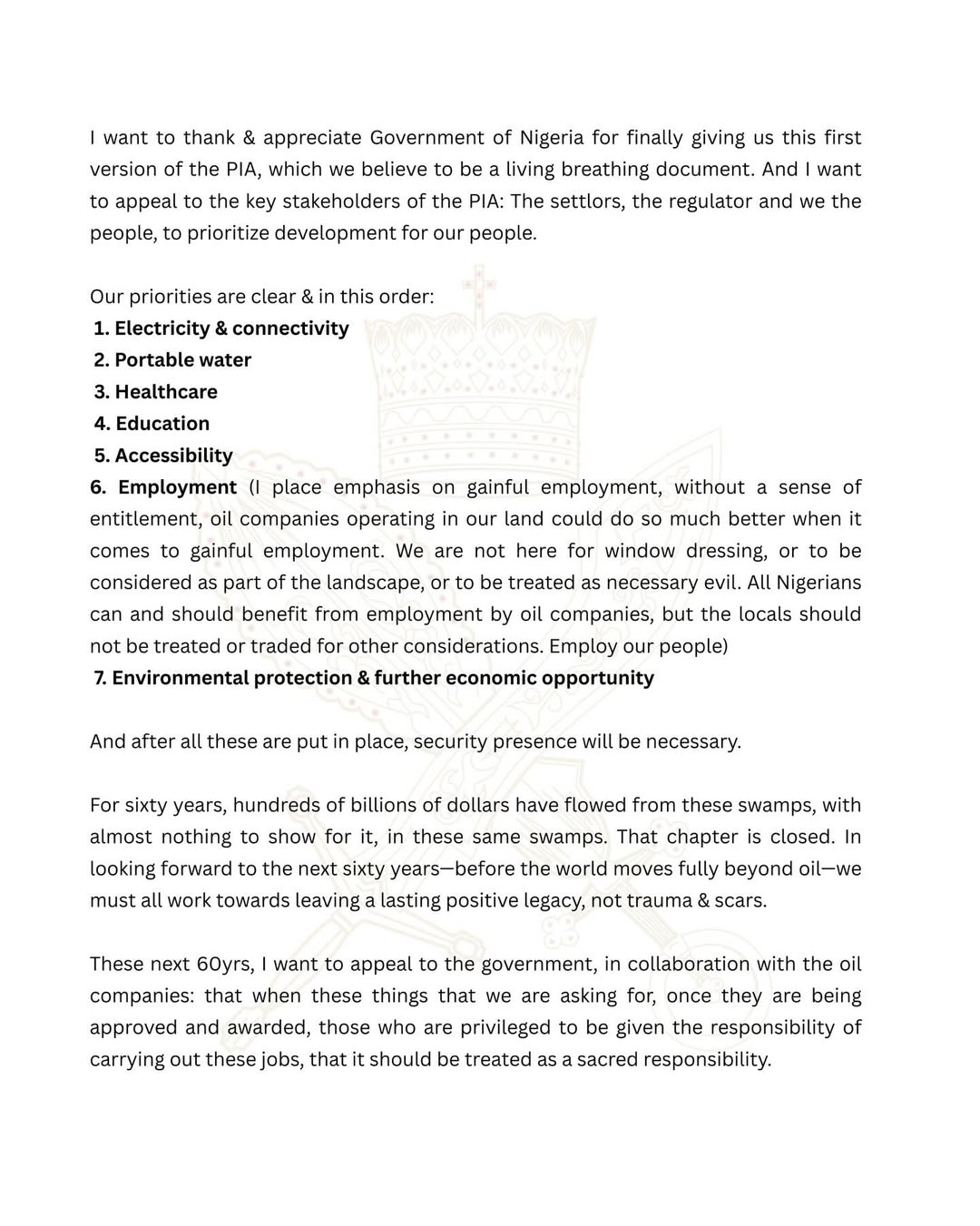 A Statement of Truth, Responsibility and Resolve