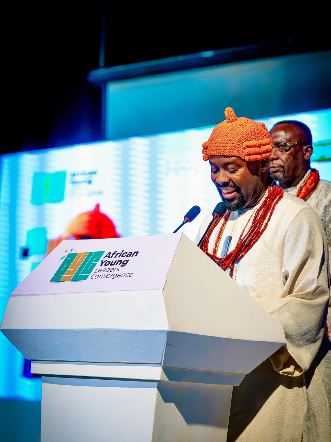 Ogiame Atuwatse III delivering a keynote at the African Young Leaders' Convergence