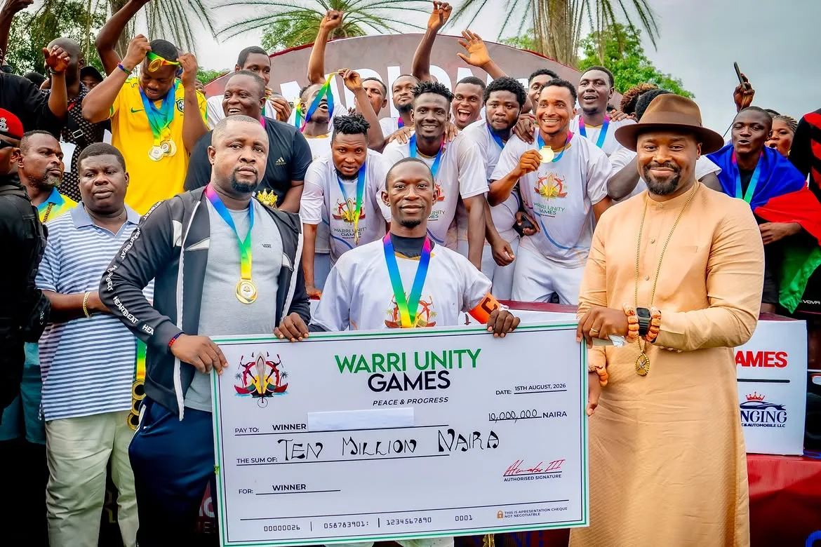 His Majesty with the Warri Unity Games champions