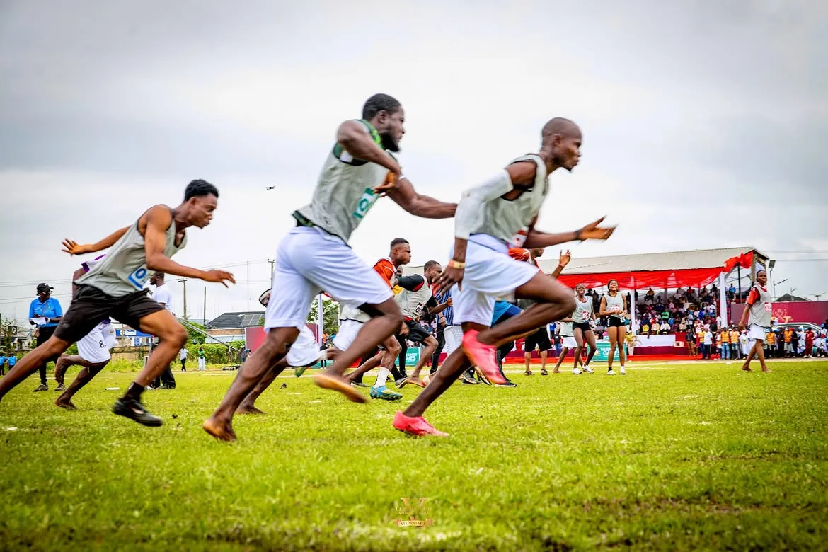 Relay racers competing at the Warri Unity Games