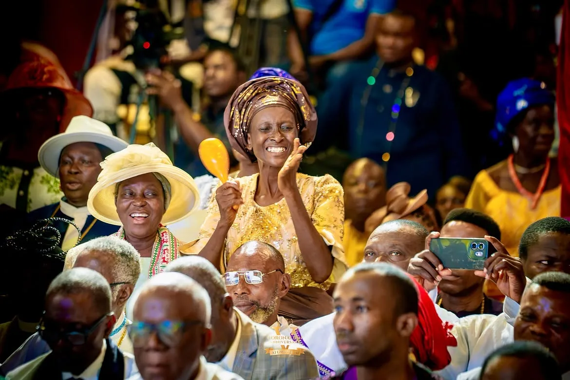 Joyful worshippers celebrating the anniversary Thanksgiving